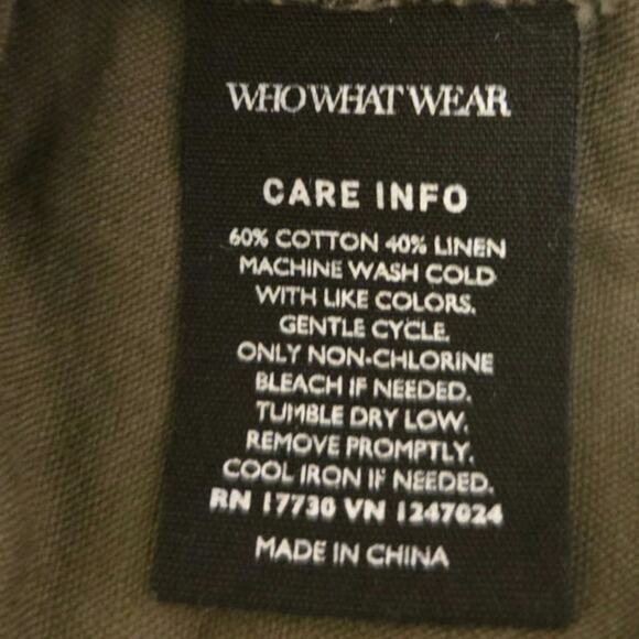 WhoWhatWear Womens Linen Shacket Jacket Top Army Green Button Up Pleated Size L - Picture 7 of 7